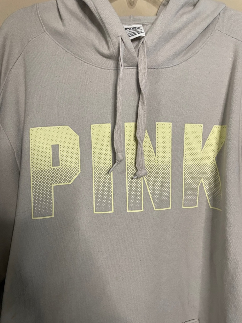 PINK Victoria's Secret Light Gray Crewneck Hoodie SZ XL - Picture 2 of 4